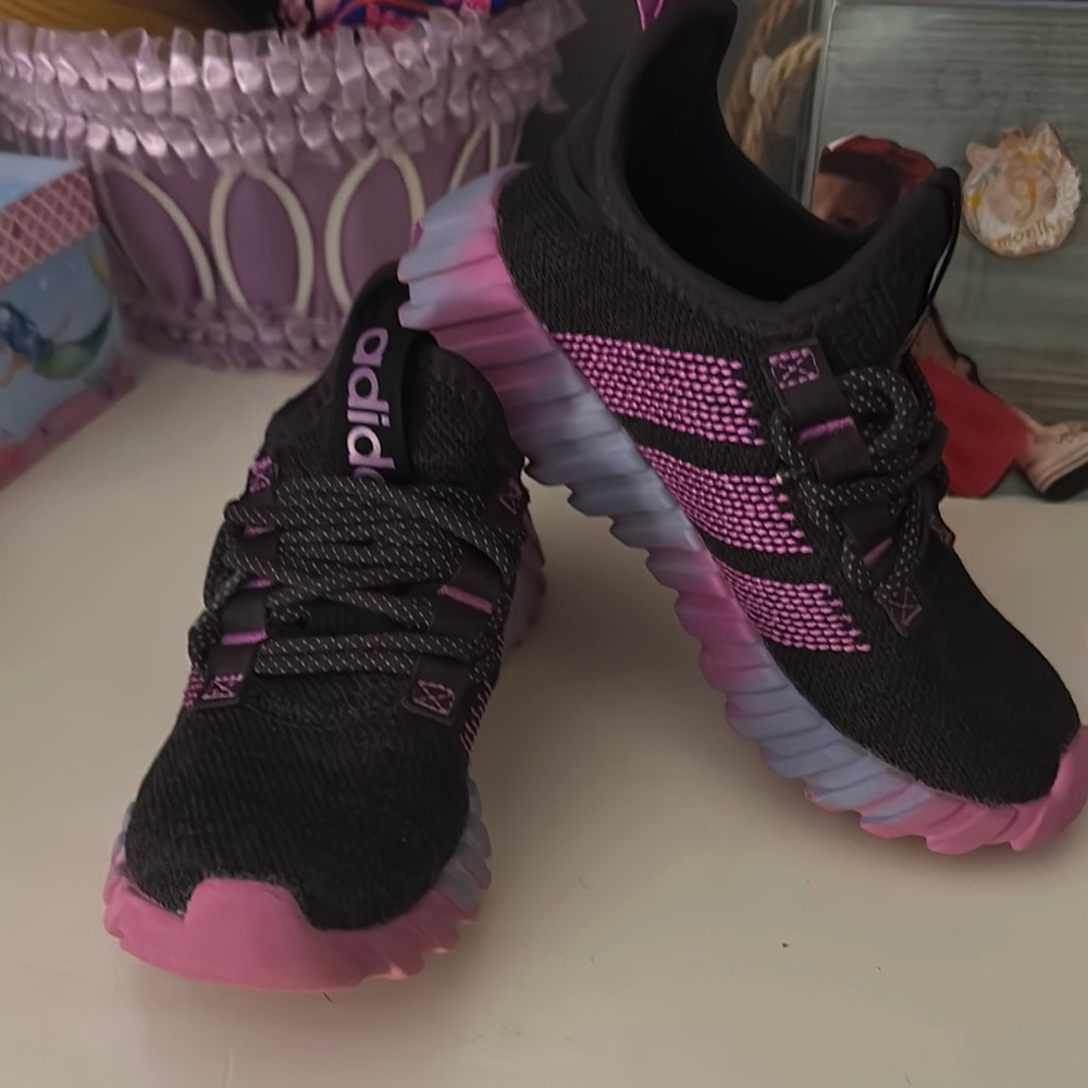 Adidas Black and Pink Performance Sneakers